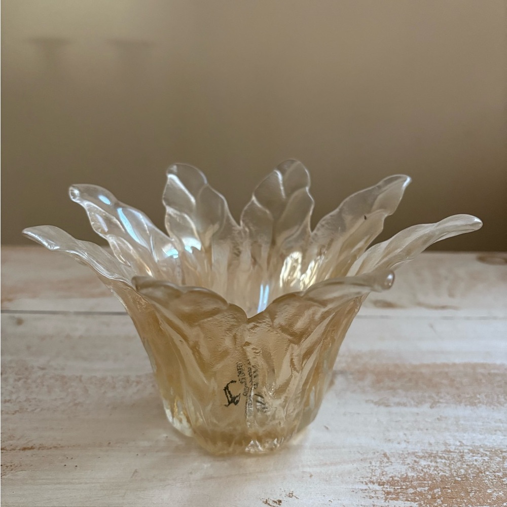 Murano Iridescent Flower Votive Holder Made in Italy
